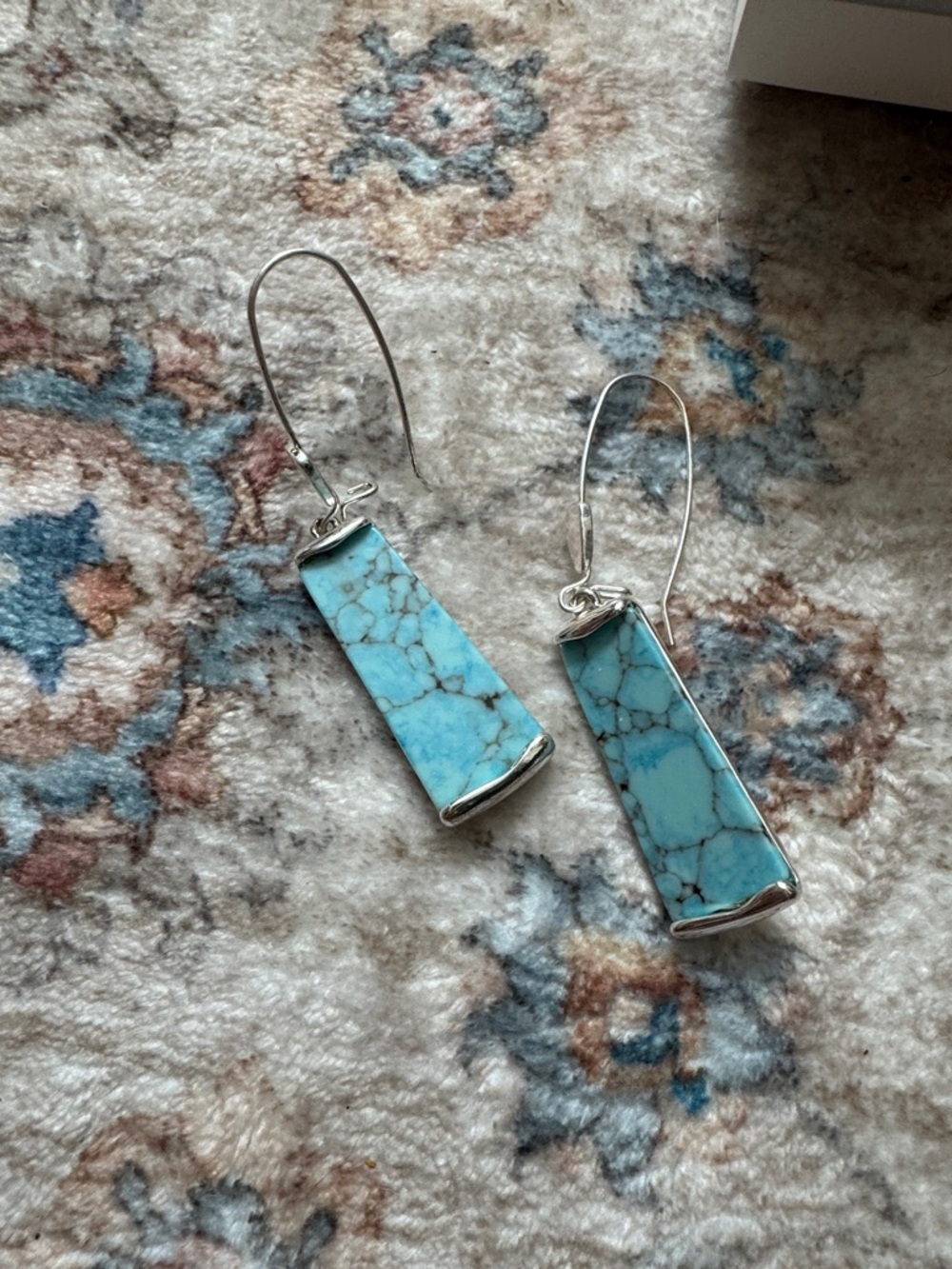 Robert Lee Morris RLM Soho long drop earrings 
Semiprecious Turquoise Stone